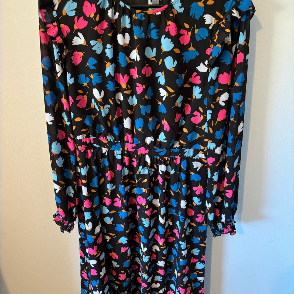J. Crew Floral Dress - Black, Pink, Blue, White